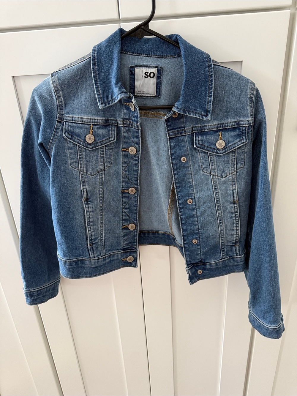 SO Girls' Medium Blue Denim Jean Jacket with Button Front
